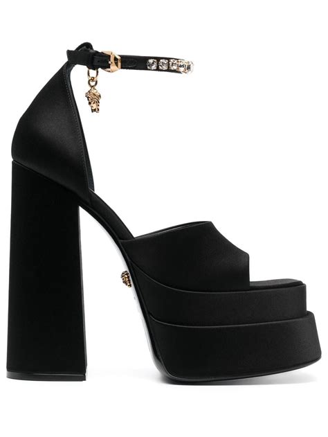 versace satin|Versace medusa platform sandals.